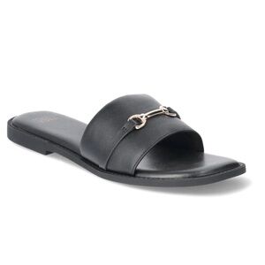 Time and Tru Black Slide Sandals